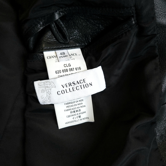 Versace Collection Greca Lamb Leather Bomber Jacket - Picture 4 of 9